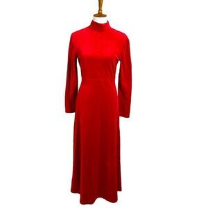 VTG Territory Ahead Red velvet maxi dress Small